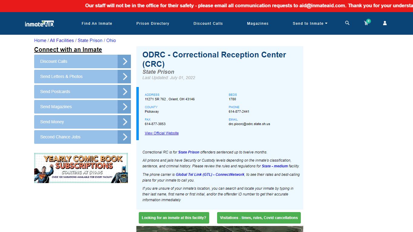 ODRC - Correctional Reception Center (CRC) & Inmate Search ...