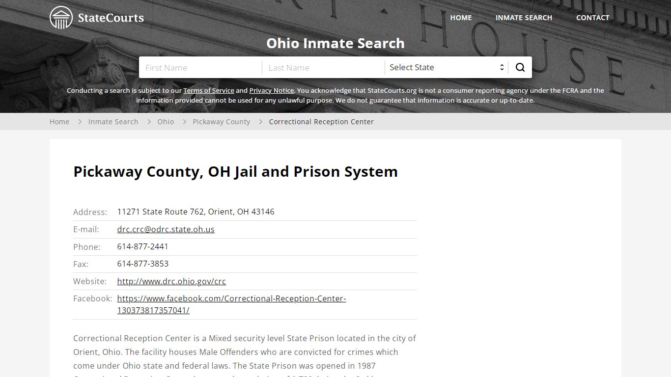 Correctional Reception Center Inmate Records Search, Ohio ...